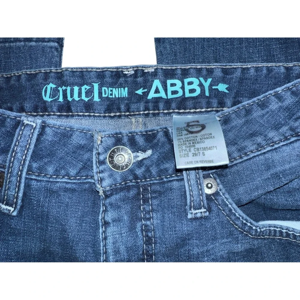 Cruel Denim Abby Straight Leg Jeans Medium Wash Western Embroidered Pockets 29/7 - Picture 3 of 3
